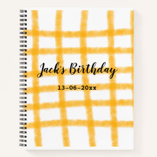Cuaderno tablero de ajedrez amarillo negro agregar nombre f