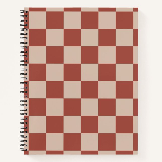 Cuaderno Tablero de ajedrez de terracota y beige (Anverso)