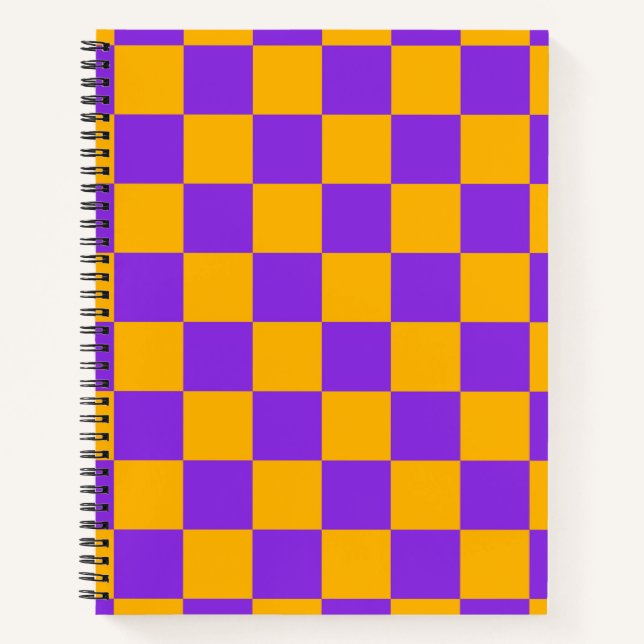 Cuaderno Tablero de ajedrez de Violeta Eléctrico y Ámbar Do (Anverso)