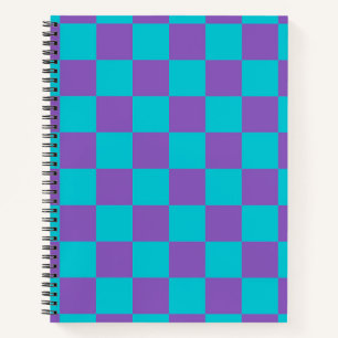 Cuaderno Tablero de ajedrez púrpura y cian