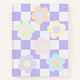Cuaderno Tablero de ajedrez y flores pasteles