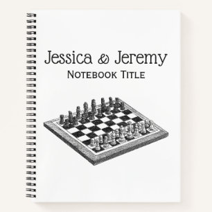 Cuaderno Tablero de Ajedrez y Piezas de Ajedrez Arte Antigu