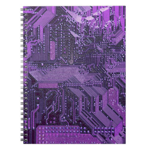 Cuaderno Tablero de Circuito Cibernético Púrpura Arte Tecno
