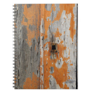 Cuaderno tablero de madera marrón y naranja