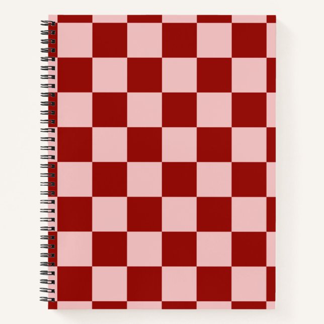 Cuaderno Tablero de verificación rojo y rosa (Anverso)