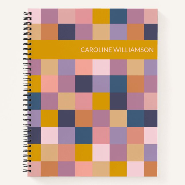 Cuaderno Tablero geométrico en morado personalizado (Anverso)