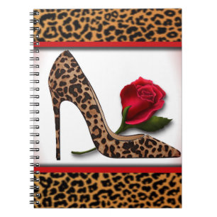 Cuaderno Tacón alto del leopardo y rosa rojo
