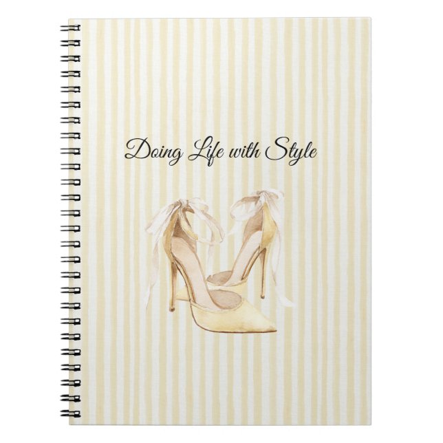Cuaderno Tacones altos amarillos con rayas elegantes (Frente)