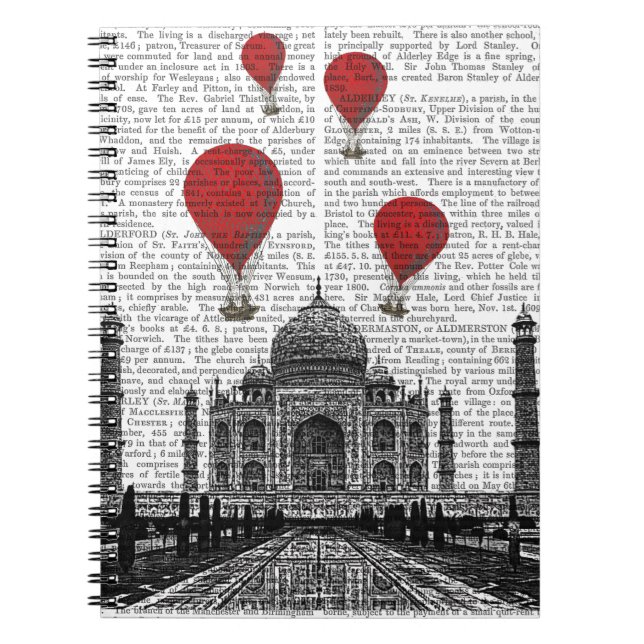 Cuaderno Taj Mahal y globos de aire caliente rojo (Frente)
