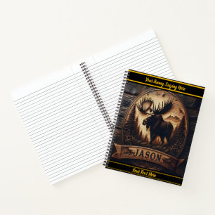 Cuaderno Talla de alce de madera oscura