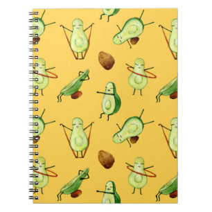 Cuaderno Taller de aguacate: Patrón de acuarela divertida