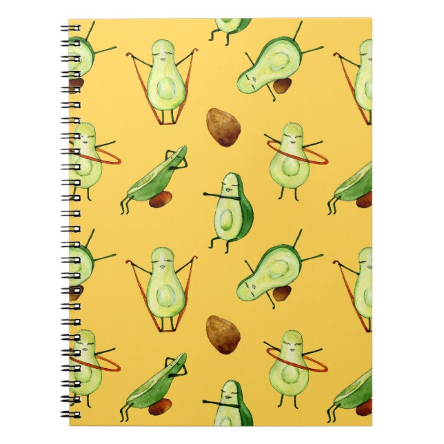 Cuaderno Taller de aguacate: Patrón de acuarela divertida (Frente)