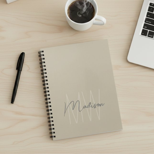 Cuaderno Taller de Monograma Minimalista Beige (Minimalist Monogram Beige Workshop Notebook)
