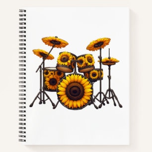 Cuaderno Tambores Flor de girasol música floral