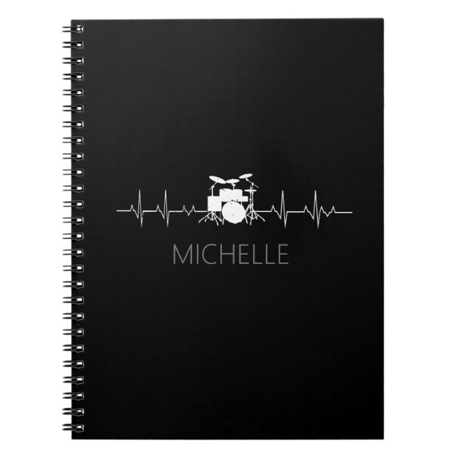 Cuaderno Tambores personalizados blanco negro - tambor dive (Frente)