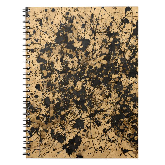 Cuaderno Tan Black Paint Splatter Abstract Notebook (Frente)