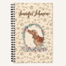 Tan Dachshund Perro Paw Print & Floral Cute