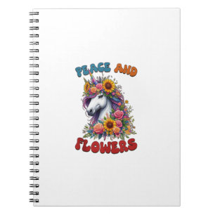 Cuaderno Tanque de corona floral de flores y paz de unicorn