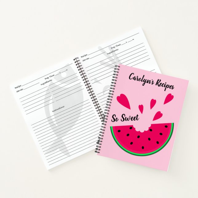 Cuaderno Tanta sandía dulce con corazones, tus recetas (Interior)