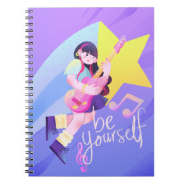 Cuaderno Tapa con temas musicales pasteles con Chica estrel