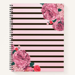 Cuaderno Tapa dura rosa de la flor