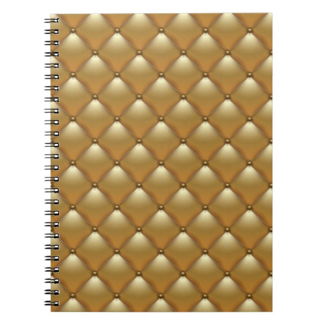 Cuaderno Tapón de cuero dorado, sofá vintage. (Frente)