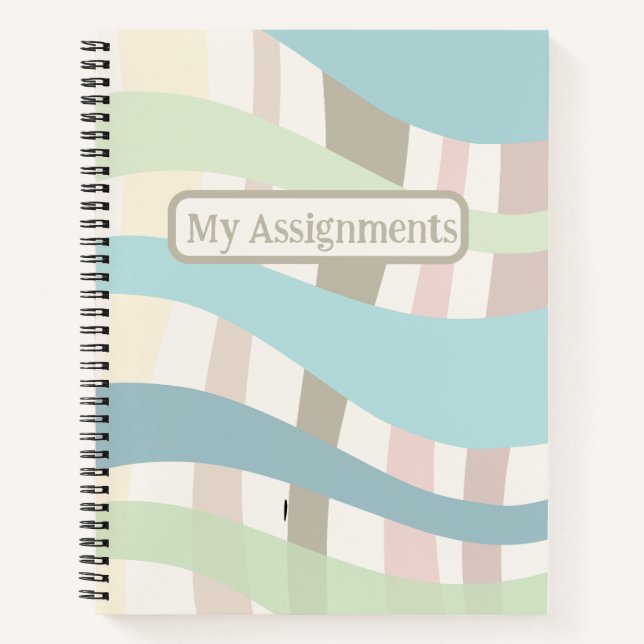 Cuaderno Tarea de líneas onduladas gruesas en pastel  (Anverso)