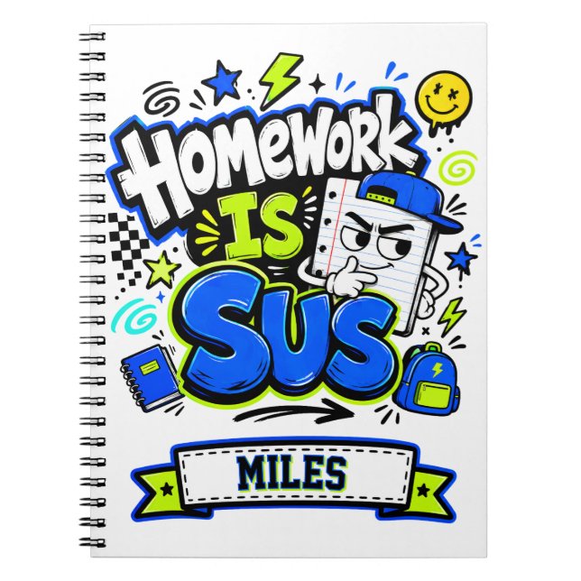 Cuaderno Tareas Es Sos Azul Verde Chicos Escuela (Frente)