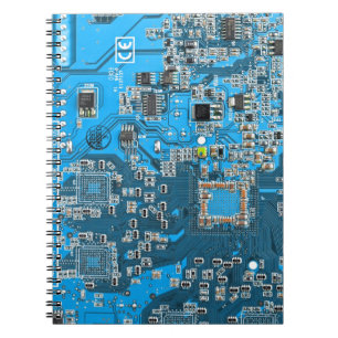 Cuaderno Tarjeta azul de circuito geek de la computadora