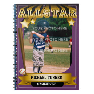 Cuaderno Tarjeta de béisbol púrpura de ALLSTAR
