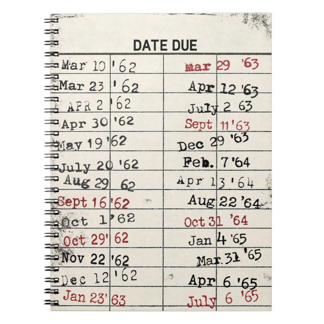 Cuaderno Tarjeta de biblioteca retro (Frente)