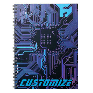 Cuaderno Tarjeta de circuito electrónico azul del Personali
