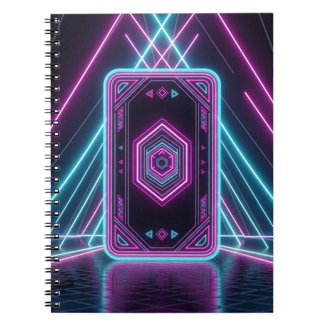 Cuaderno Tarjeta de juego de neón futurista (Frente)