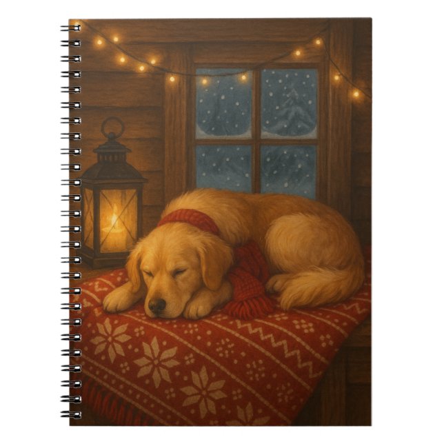 Cuaderno Tarjeta de Navidades de Golden Retriever (Frente)