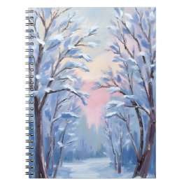 Cuaderno Tarjeta de pintura de acuarela de bosque de nieve 