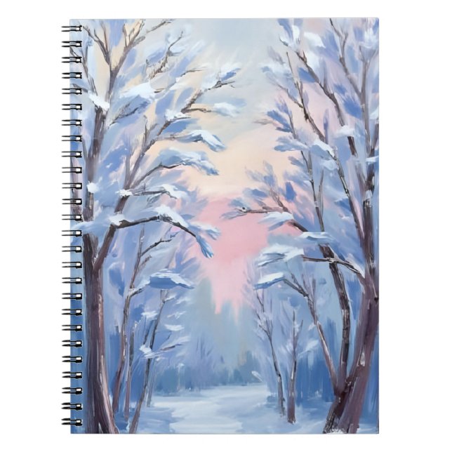 Cuaderno Tarjeta de pintura de acuarela de bosque de nieve  (Frente)