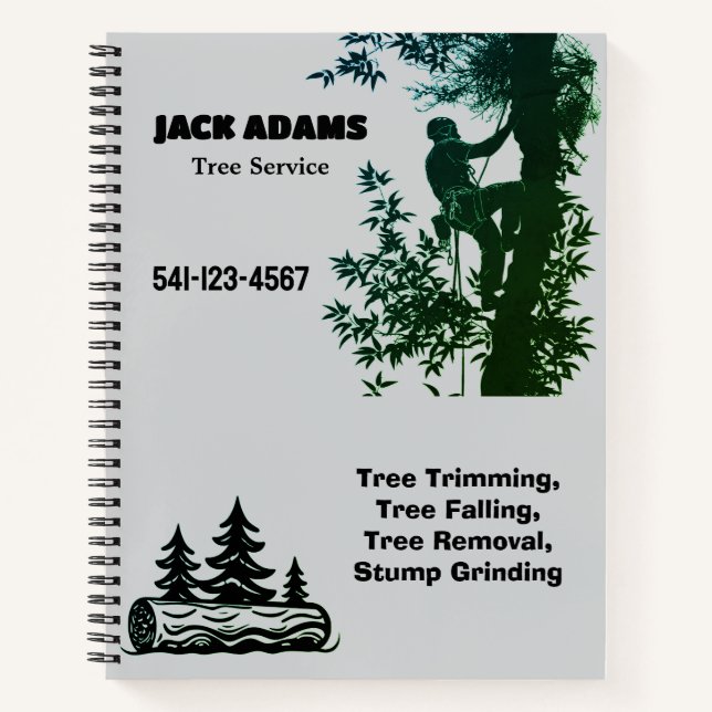 Cuaderno Tarjeta de presentación de Lumberjack Tree Service (Anverso)