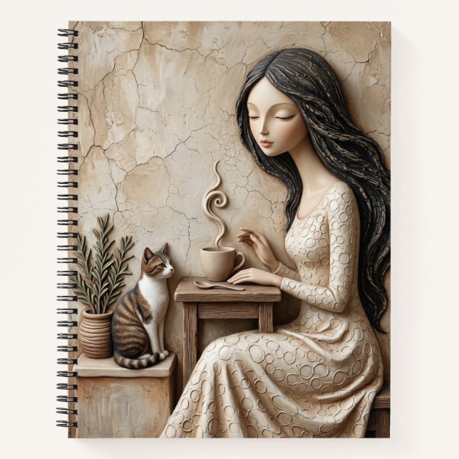 Cuaderno Tarjeta de saludo de Té y Gato Quiet Studio (Anverso)