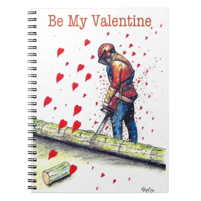 Cuaderno Tarjeta de San Valentín de arborismo cirujano árbo (Frente)