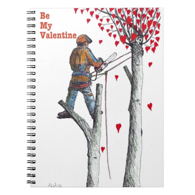 Cuaderno Tarjeta de San Valentín de arborismo cirujano árbo (Frente)