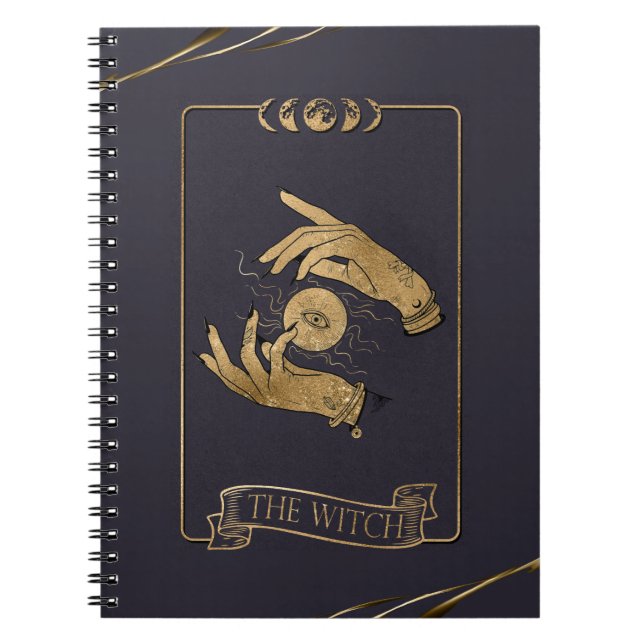 Cuaderno Tarjeta de tarot de bruja encantadora (Frente)