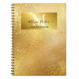 Cuaderno tarjeta de visita purpurina del marco dorado de mo