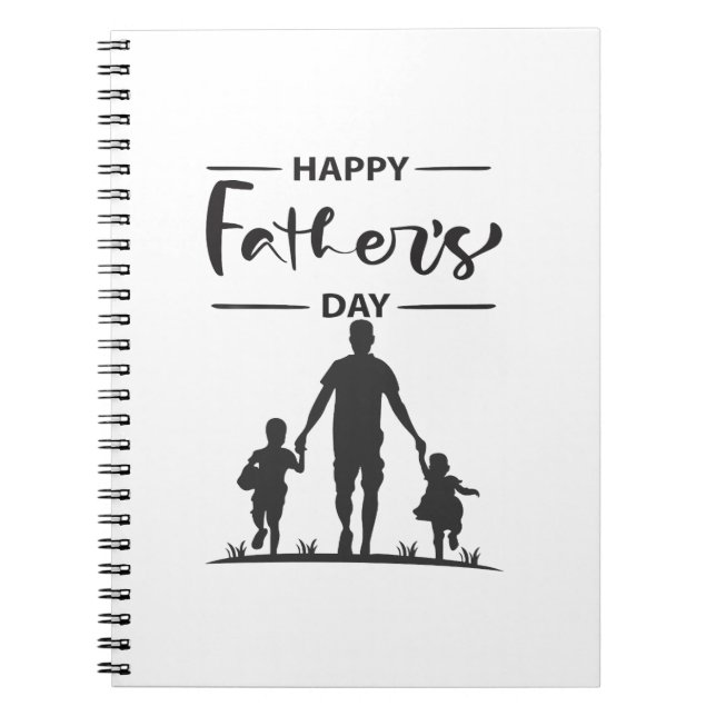 Cuaderno Tarjeta moderna del día del padre de la silueta bl (Frente)
