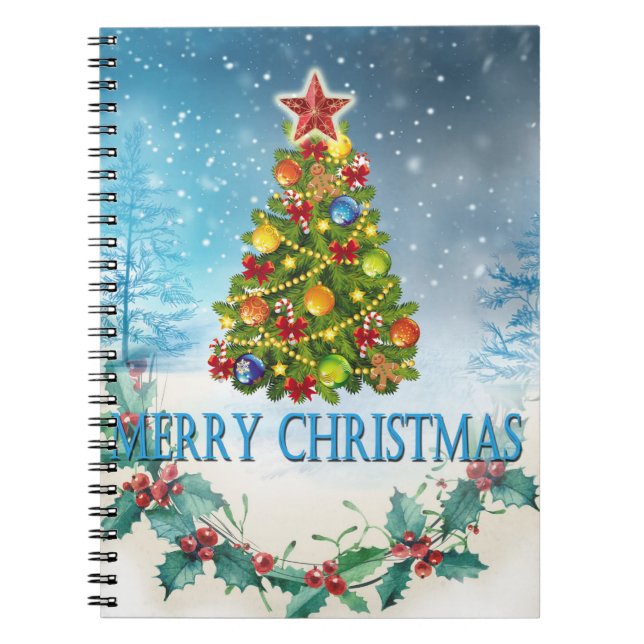 Cuaderno Tarjeta navideña Merry (Frente)