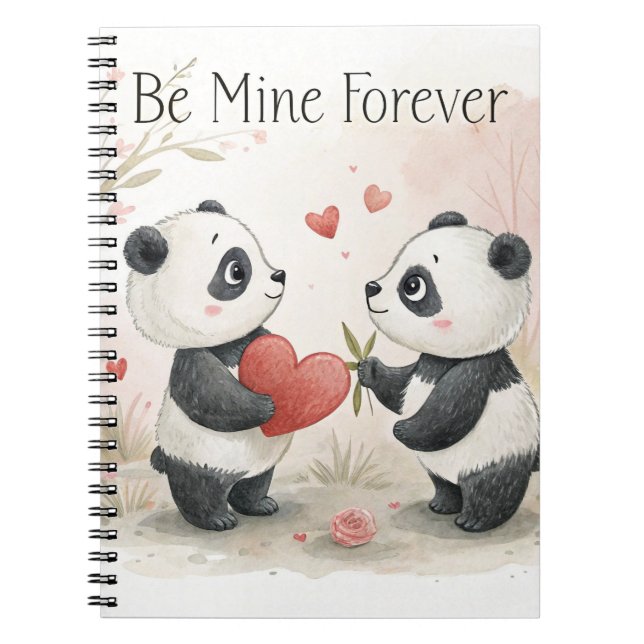 Cuaderno Tarjeta Panda romántica - Sé mía para siempre (Frente)