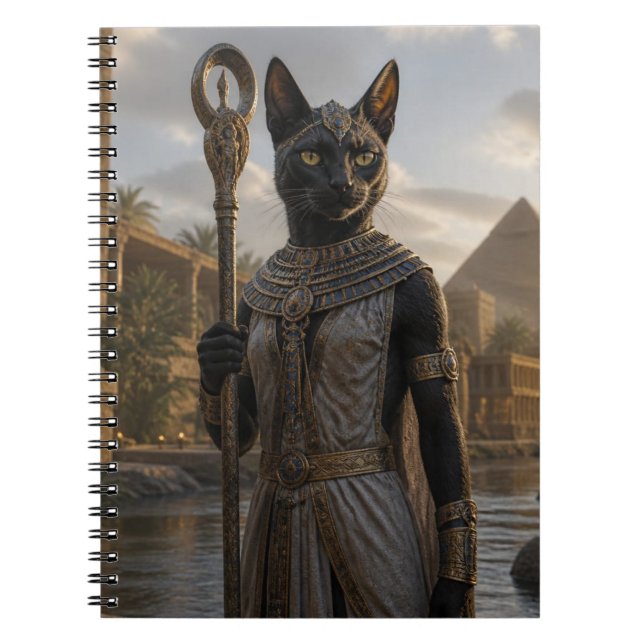 Cuaderno Tarjeta postal de la diosa del gato Bastet (Frente)
