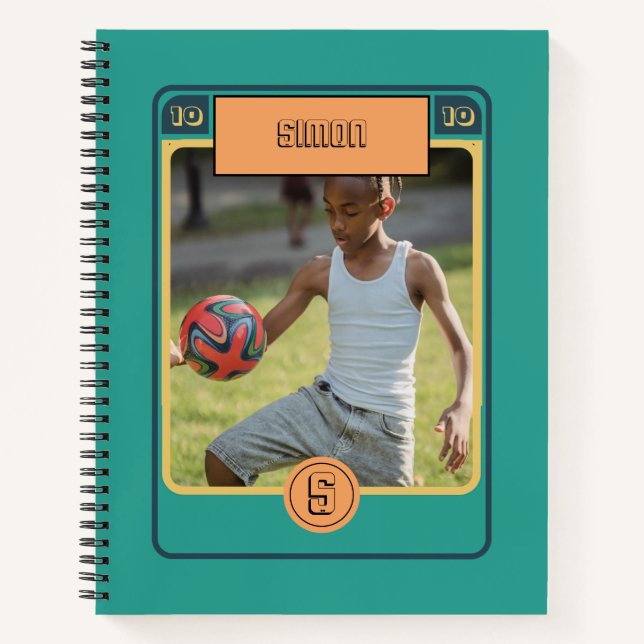 Cuaderno Tarjeta retro de fútbol inspirada en verde (Anverso)