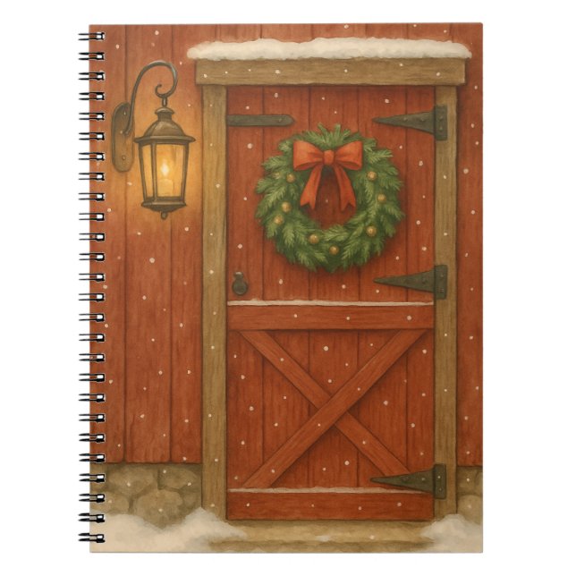 Cuaderno Tarjeta Rustic Barn Door Navidades (Frente)