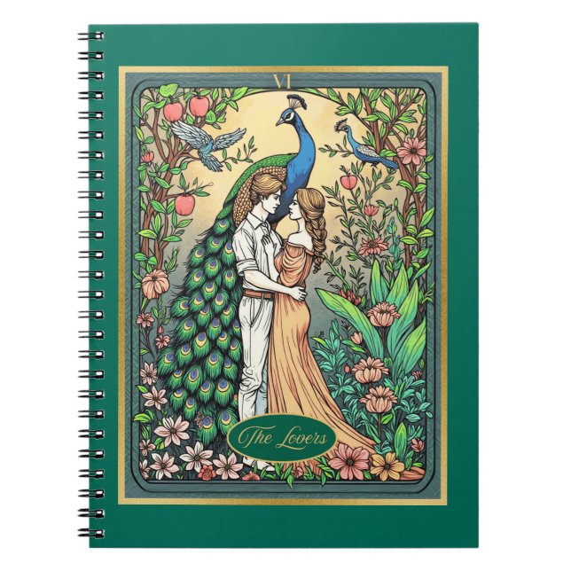 Cuaderno Tarjeta Tarot de Art Nouveau, Los Amantes (Frente)