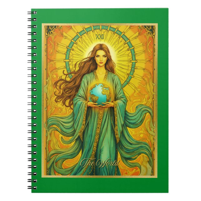 Cuaderno Tarjeta Tarot de Art Nouveau para el mundo (Frente)